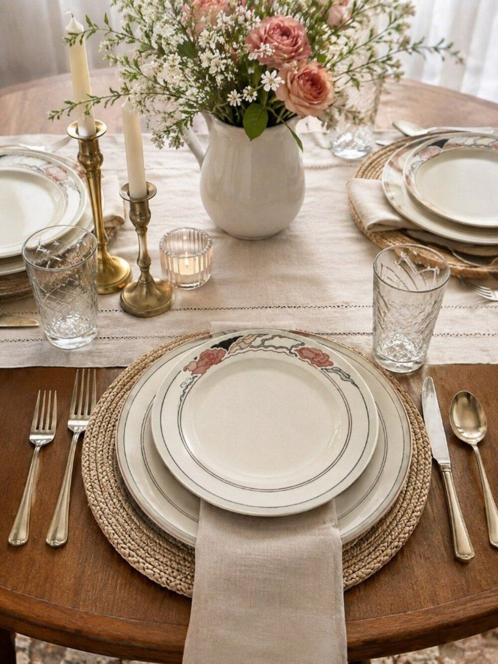 Corelle By Corning Peach Floral On White Pattern Plates 8.5" Set of Four Microwa
